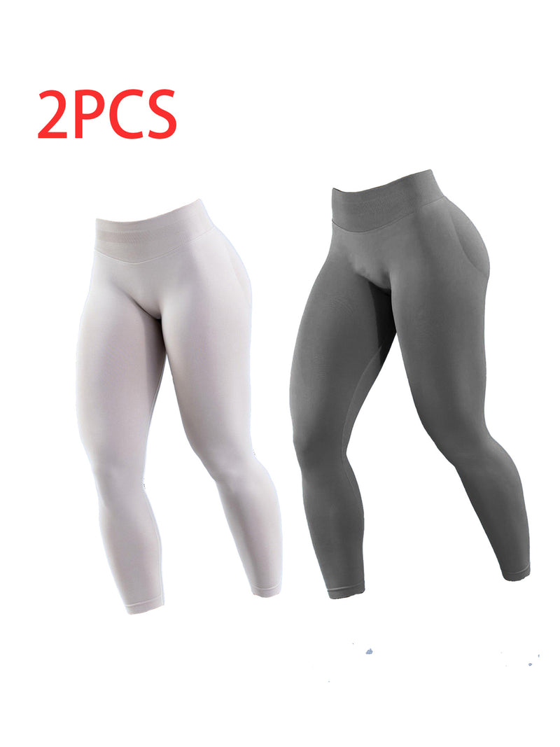 Premium High-Waist Seamless Yoga Leggings Set - 2 Pack