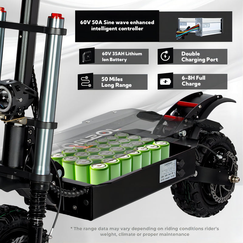High-Performance 6000W Electric Scooter with Seat - 50MPH Speed & 50 Mile Range