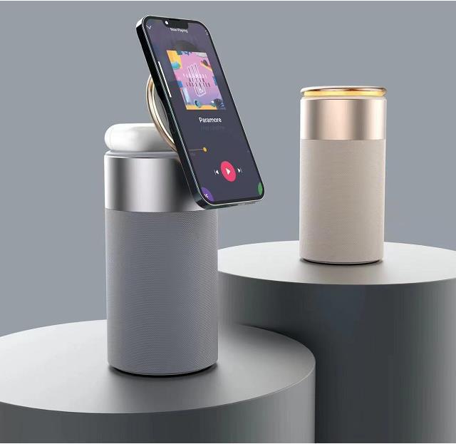 Smart Wireless Charging Station with Bluetooth Speaker & Touch Lamp - 3-in-1 Bedside Organizer