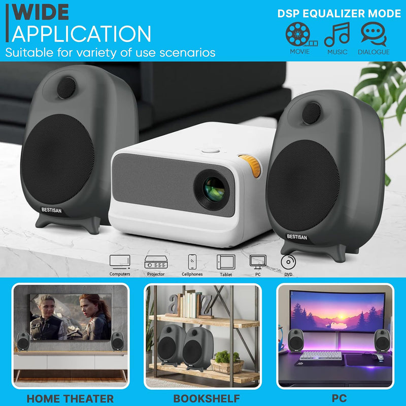 Compact Desktop USB Speakers - 2.0 Channel Wired Subwoofer System