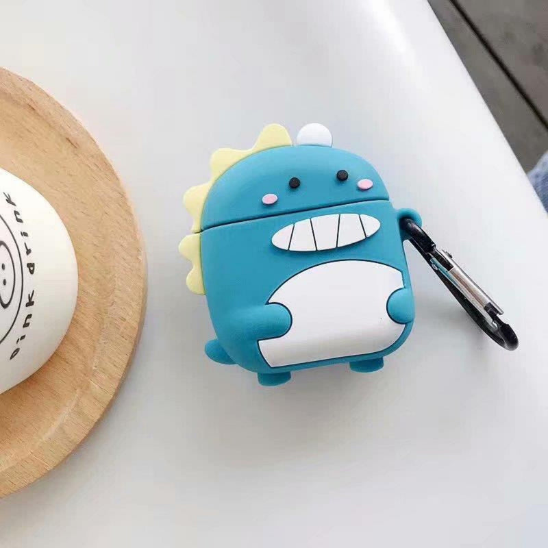 Adorable Cartoon Silicone AirPods Case with Carabiner - Protective Earphone Cover