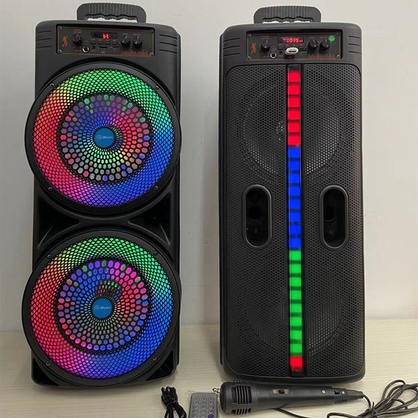 Professional Bluetooth Portable Speaker with LED Aperture Light - 8 Inch Dual Audio System