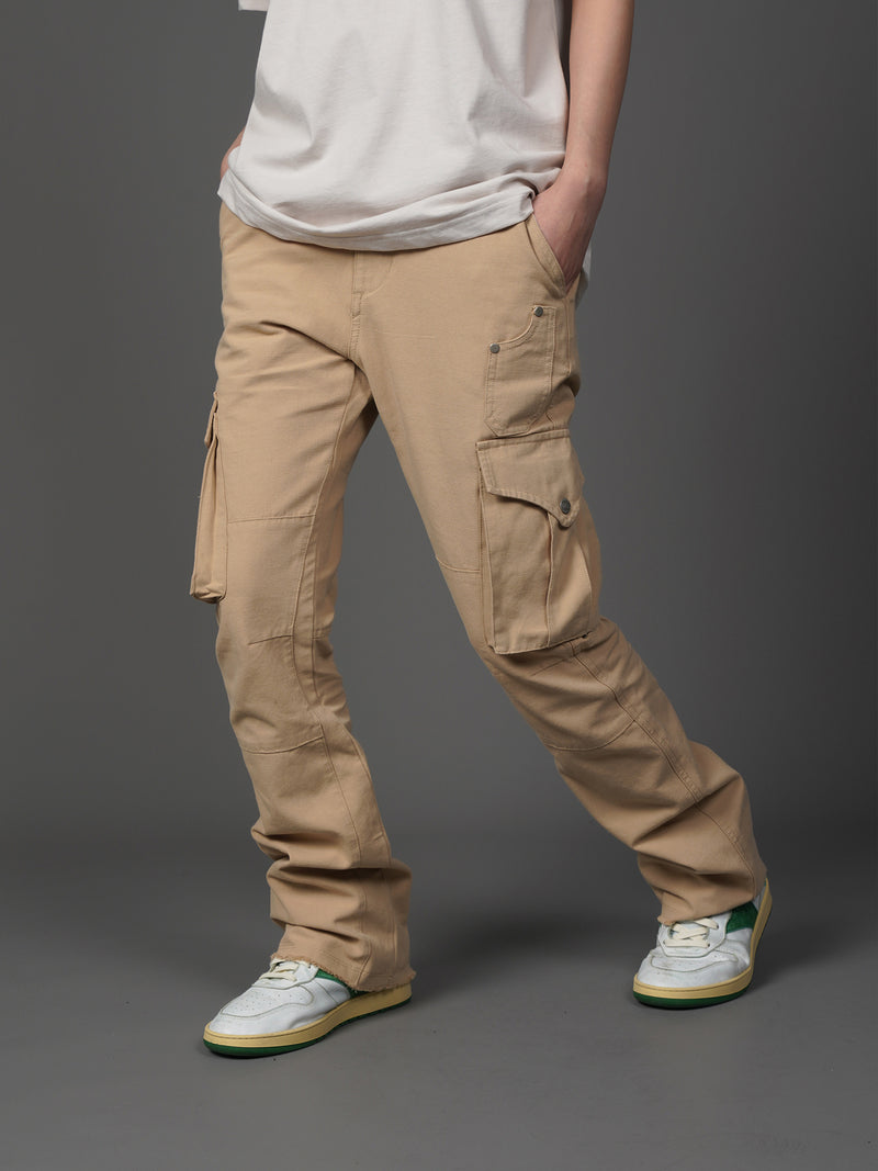 Retro Two-Tone Micro-Flare Cargo Pants - Contemporary Streetwear Essential