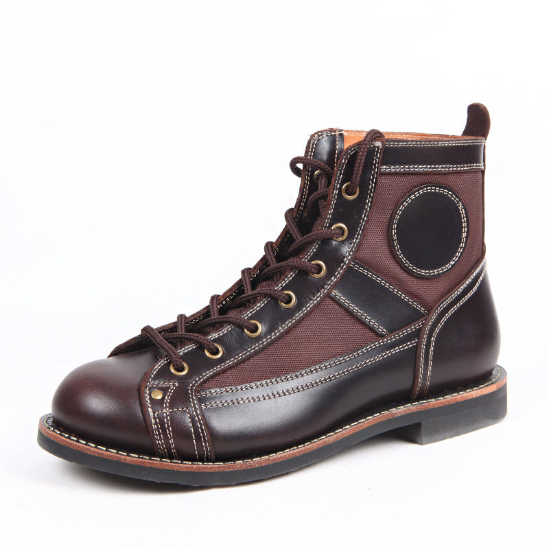 Sophisticated Outdoor High-Top Leather Boots - Men's Retro Style