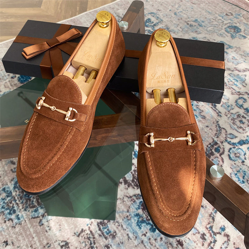 Premium Men's Suede Horsebit Slip-On Loafers - Soft Structure Comfort Shoes