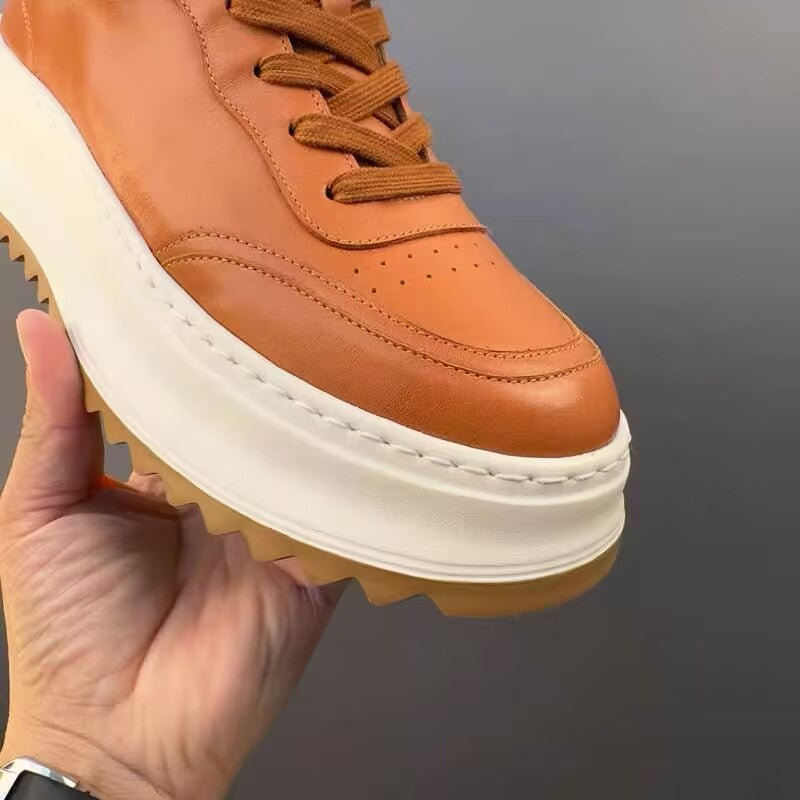 Premium Retro Leather Casual Sneakers - Classic White Board Shoes