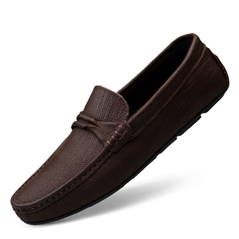 Premium Genuine Leather Slip-On Loafers - Men's Casual Peas Driving Shoes