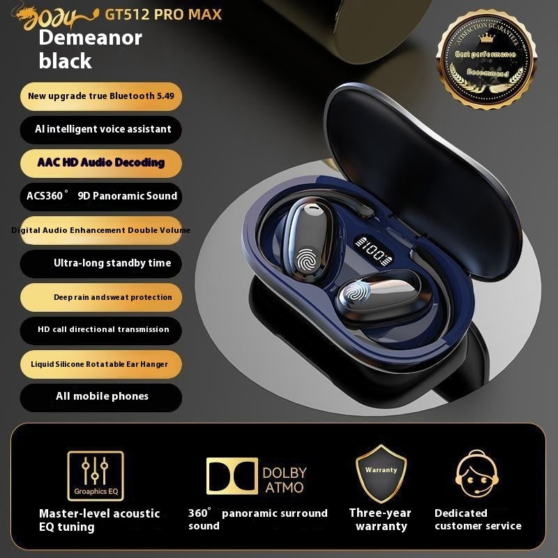 Wireless Bluetooth Bone Conduction Headphones - Open-Ear Sports Earbuds with Noise Reduction