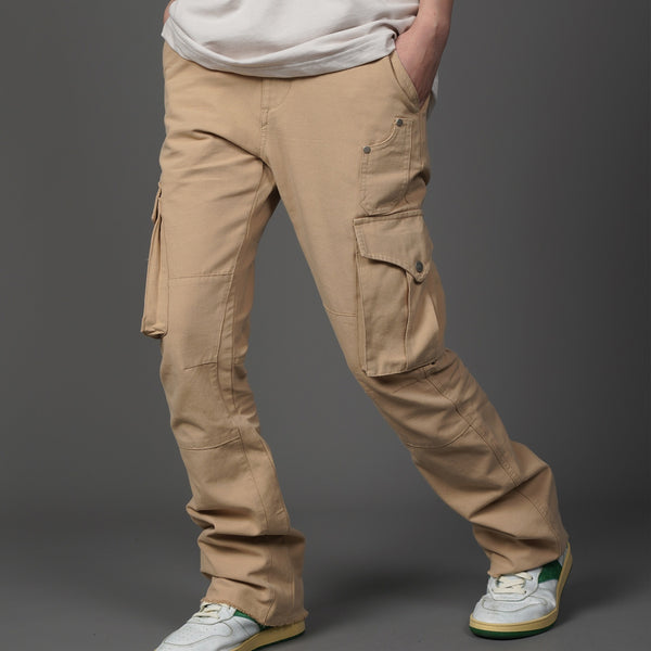 Retro Two-Tone Micro-Flare Cargo Pants - Contemporary Streetwear Essential