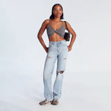 Women's High-Waist Jeans, Wide-Leg Full-Length Jeans With Center Pleat, Cotton Denim For All Seasons Forbidden Platform - Temu