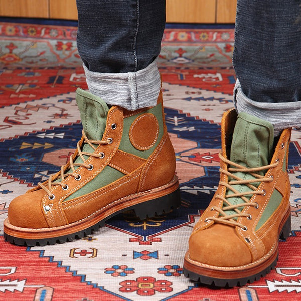 Rugged Canvas High-Top Work Boots - Heavy-Duty Skydiving Style