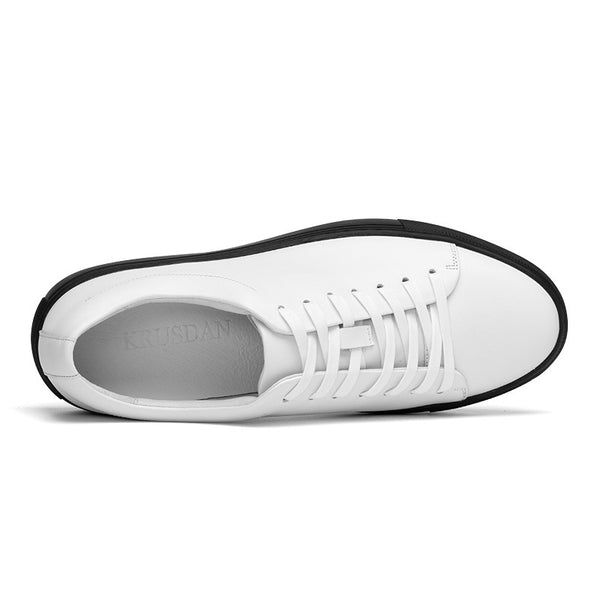 Premium Genuine Leather Men's Casual Sneakers - Hand-Polished Athletic Shoes