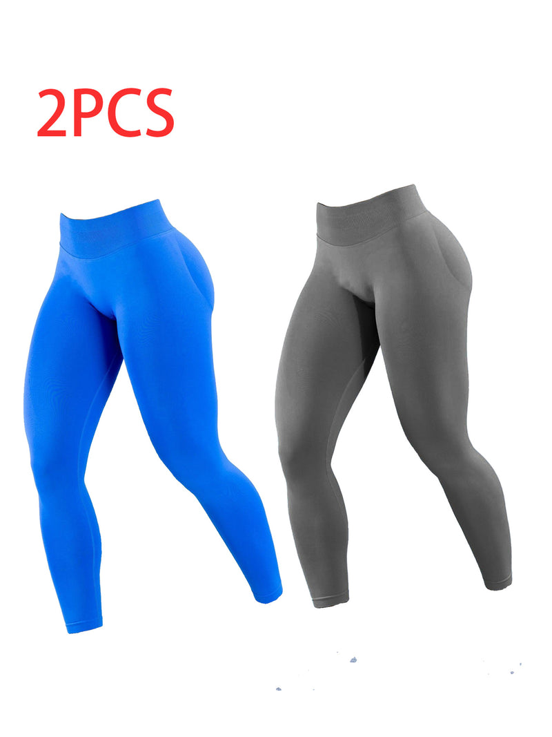 Premium High-Waist Seamless Yoga Leggings Set - 2 Pack