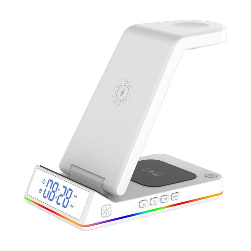 5-in-1 Wireless Charging Station with Digital Clock & Headset Stand