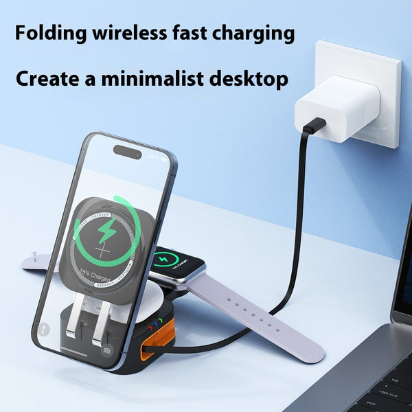MagSafe 3-in-1 Wireless Charging Station - 15W Fast Charge Desktop Stand