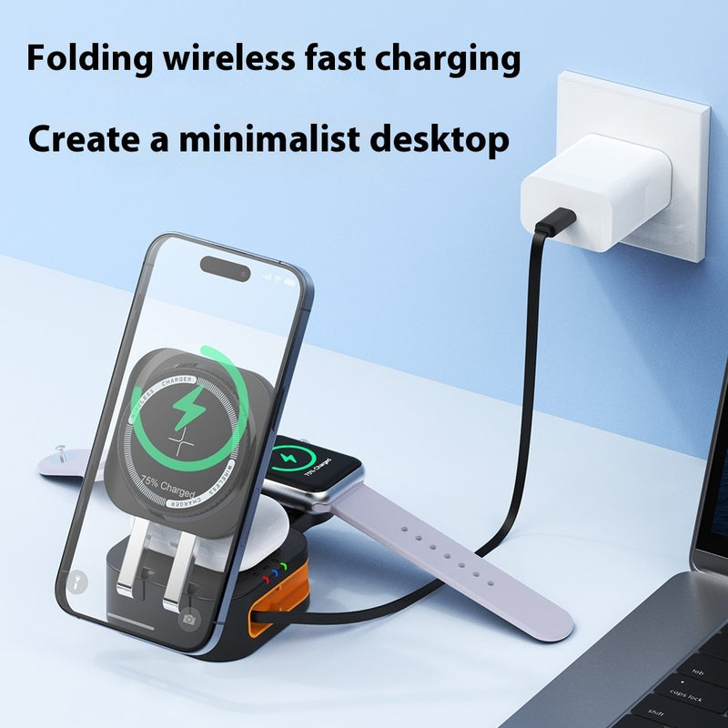 MagSafe 3-in-1 Wireless Charging Station - 15W Fast Charge Desktop Stand