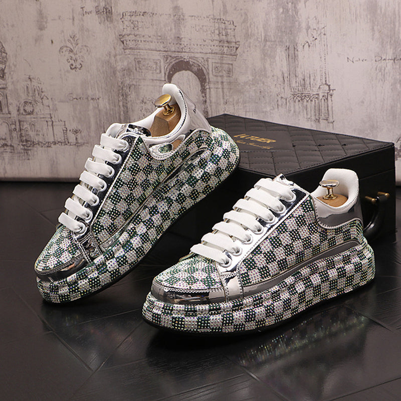 Men's Rhinestone Platform Shoes - Elevated Fashion Statement