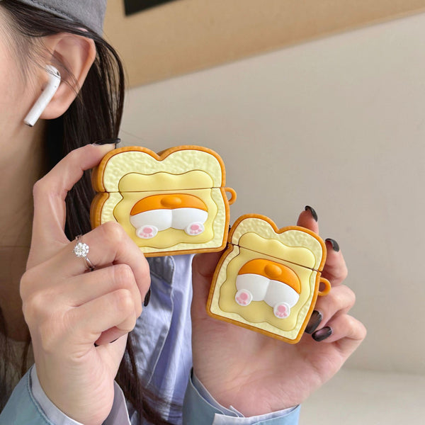 Adorable Corgi Toast Silicone AirPods Case - Cute Cartoon Wireless Earphone Protection