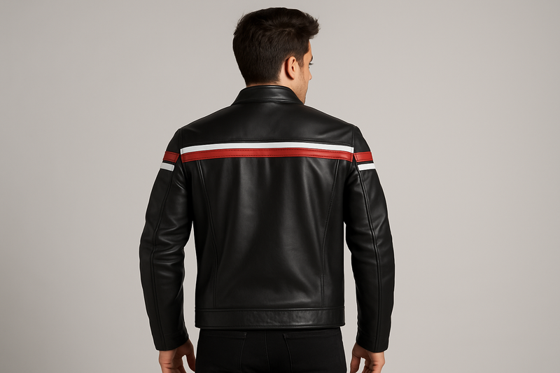 Boy wearing jacket back view