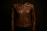 Enhanced tan quilted jacket - front product shot