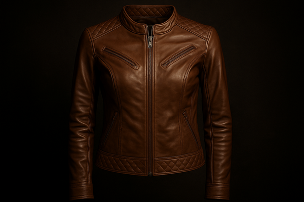 Enhanced tan quilted jacket - front product shot