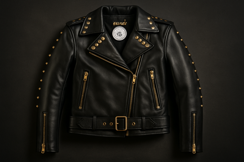 Enhanced black studded jacket - front product shot