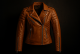 Enhanced tan leather jacket - front product shot