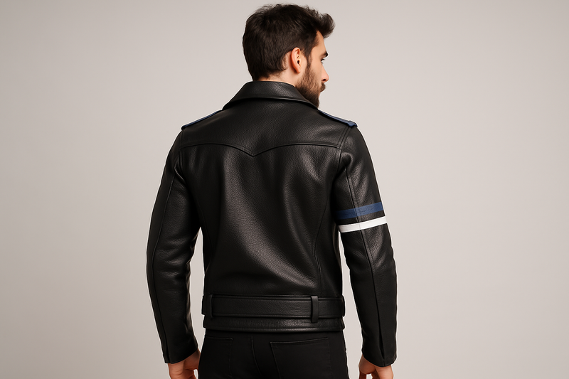 Boy wearing jacket back view