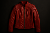 Enhanced red leather jacket - front product shot
