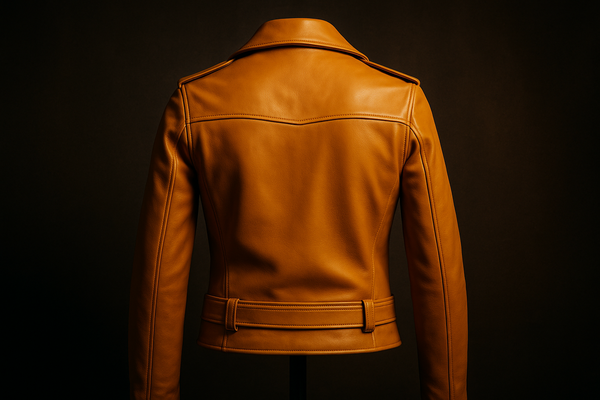 Enhanced yellow leather jacket - back product shot