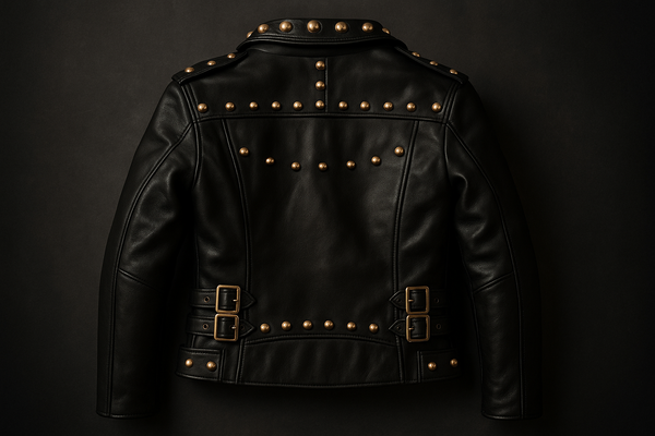 Enhanced black studded jacket - back product shot