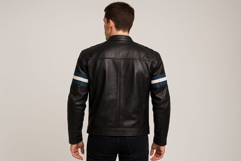 Boy wearing jacket back view
