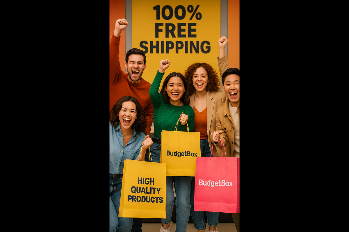 Mobile-optimized BudgetBox image with free shipping banner